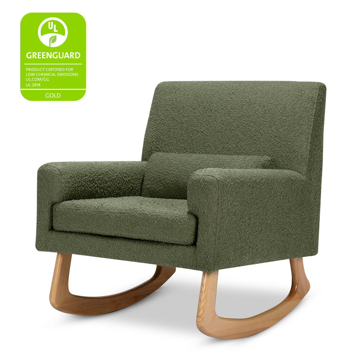 Sleepytime Rocker in Olive Boucle with Light Legs