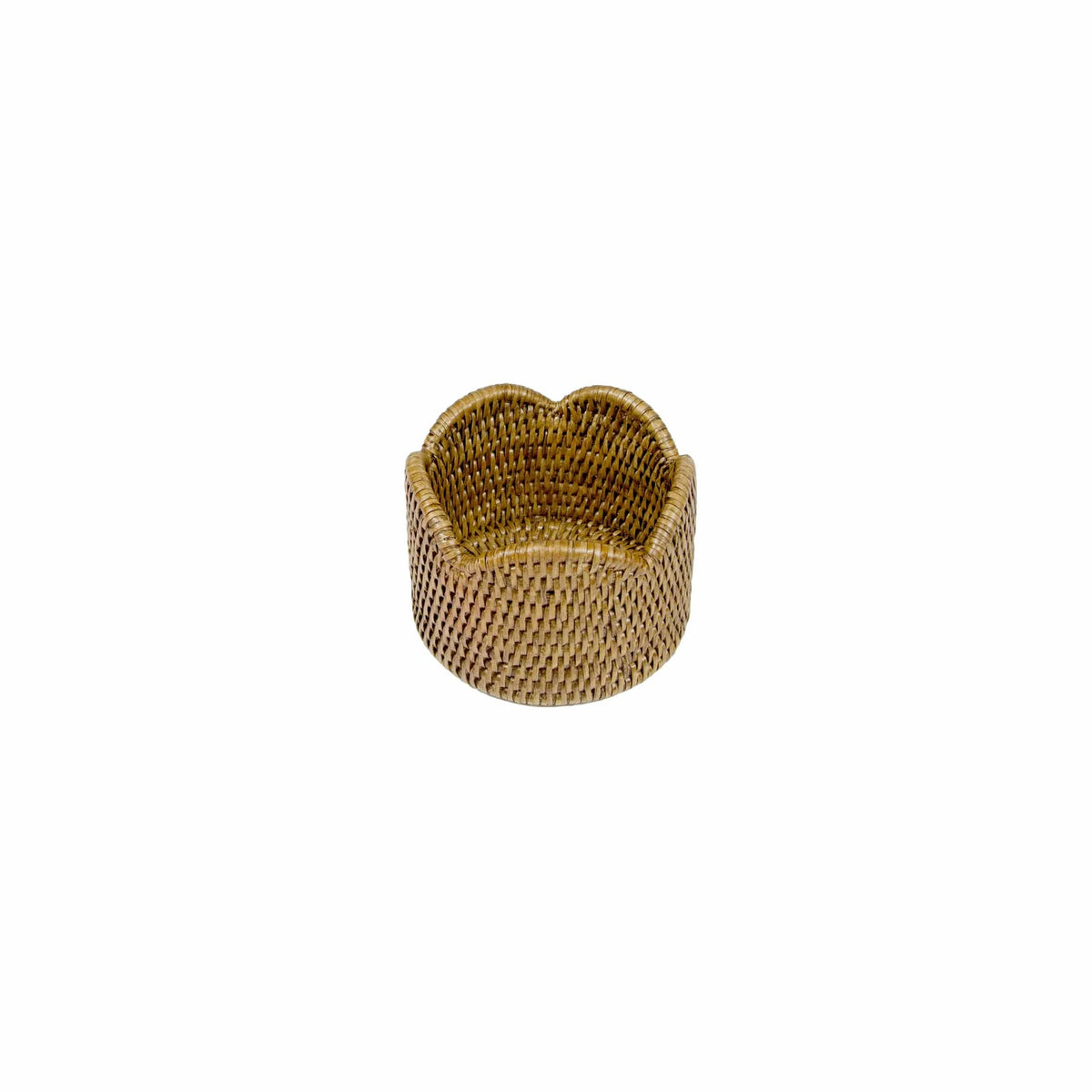 Rattan Scalloped Wine Coaster in Cream