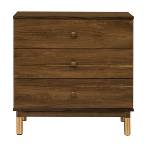 Gelato 3-Drawer Changer Dresser with Removable Changing Tray in Natural Walnut & Gold Feet
