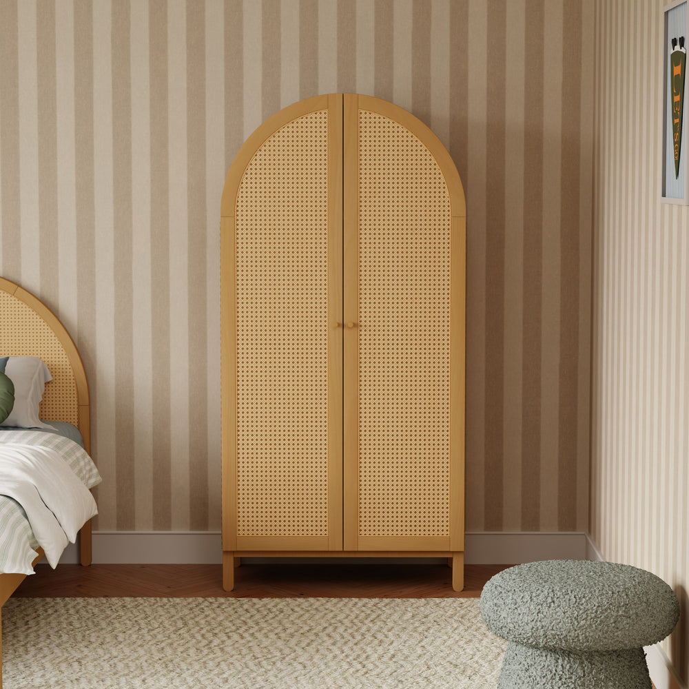 Bondi Cane Assembled Armoire in Honey