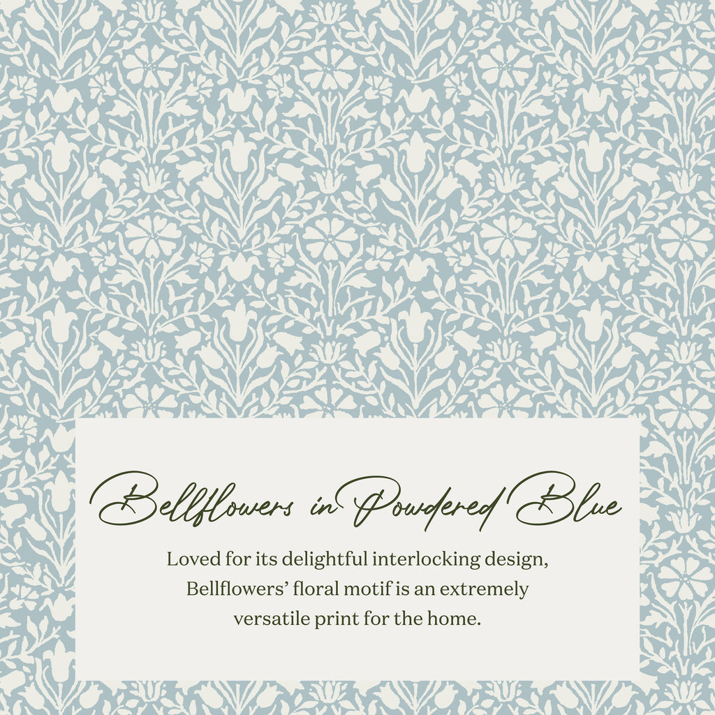 Morris & Co. x Namesake Crawford Gliding Ottoman Bellflowers in Powdered Blue