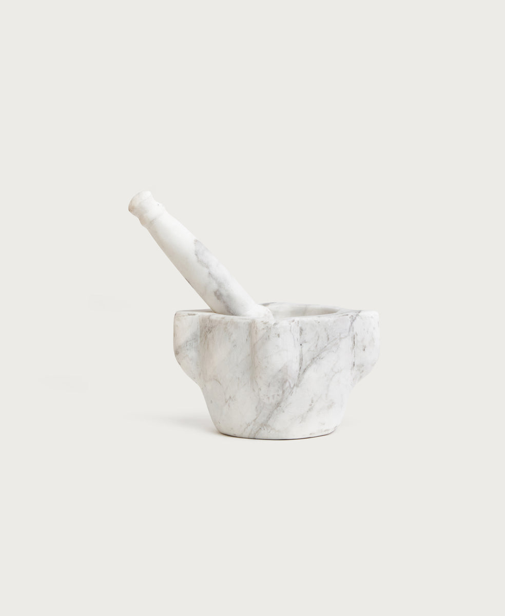 Carrara White Marble Mortar & Pestle Set