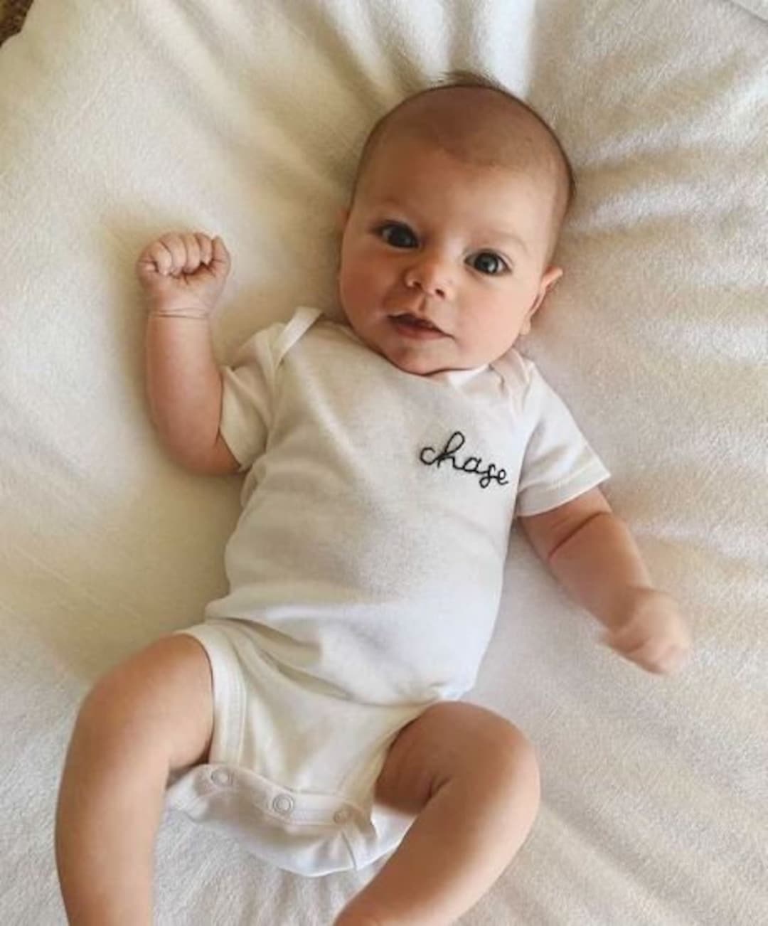 Baby Bodysuit, Hand Embroidered, Coming Home Outfit, Custom Name, Baby Shower Gift