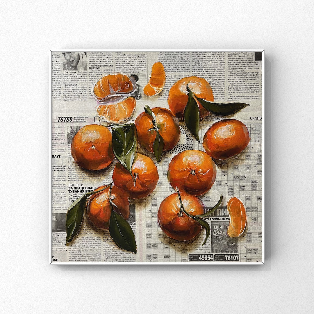 Citrus Art Newspaper Oil Painting