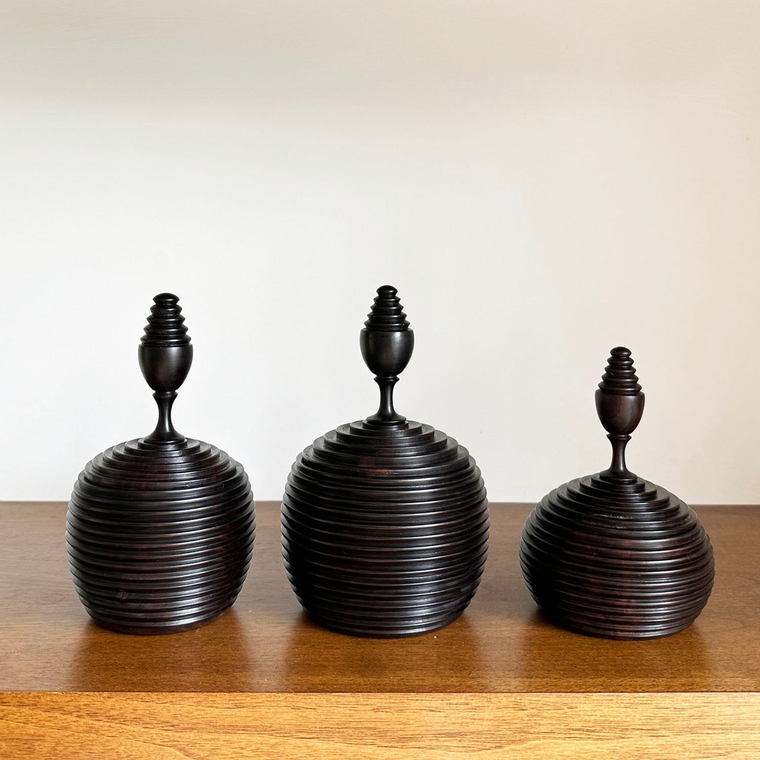 African Ebony Wood Vessel | Handcrafted by Mozambican Artisans | Messalo Style | Stunning Tabletop Decor
