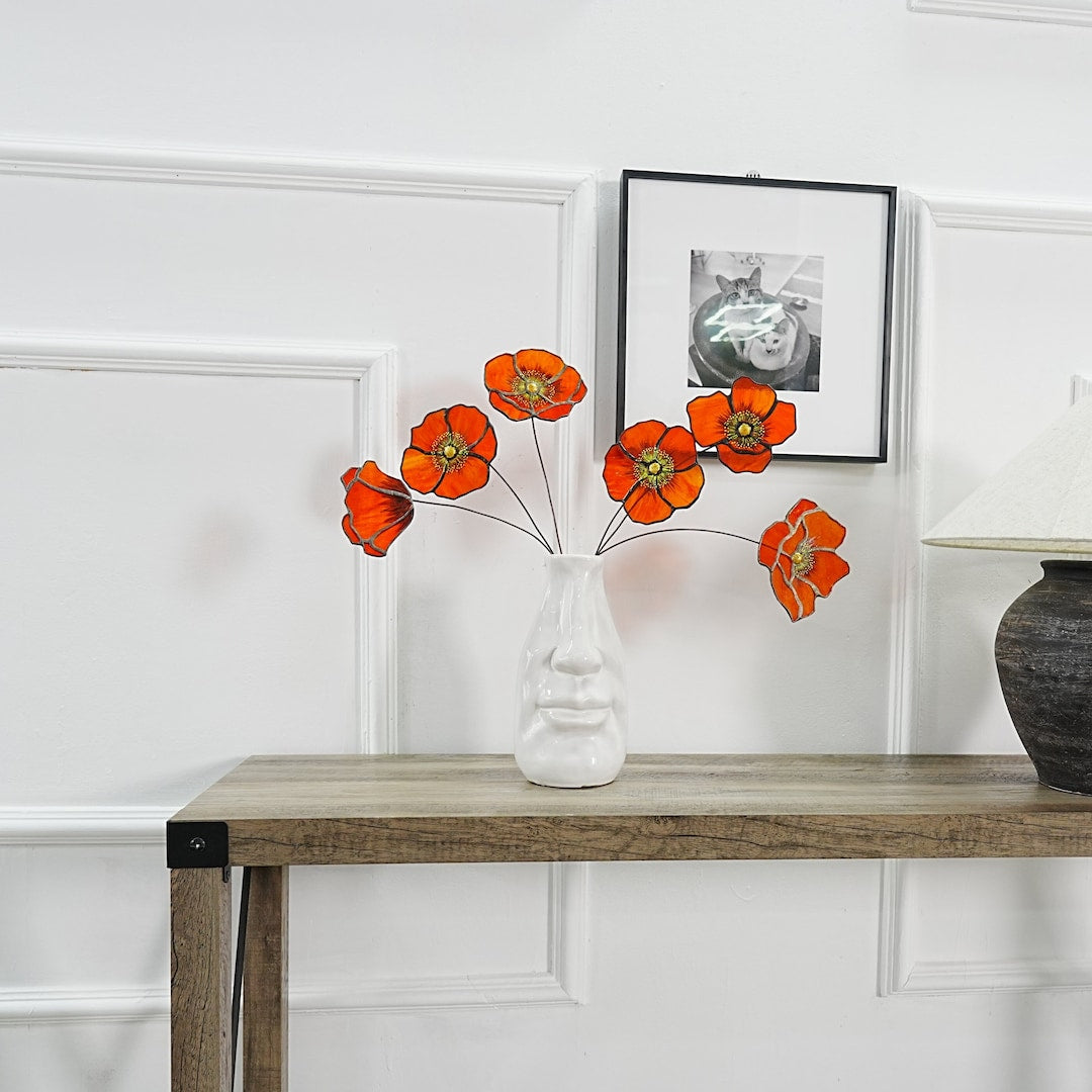 California Poppy - Set of 6 Stained Glass Flowers