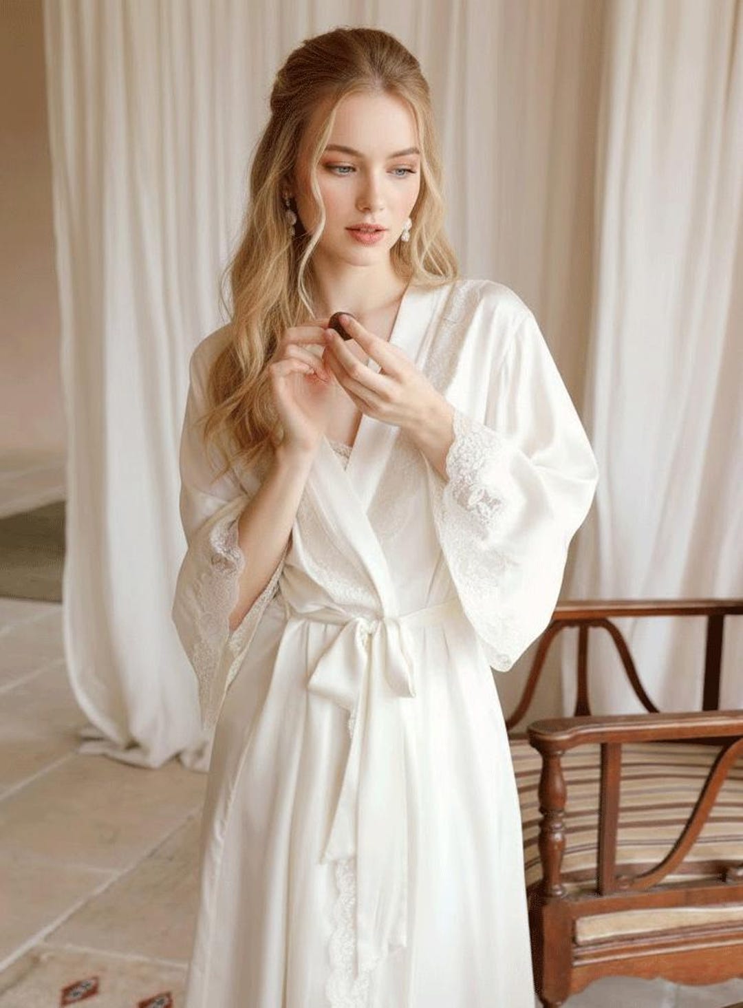 Bridal Satin Lace Robe