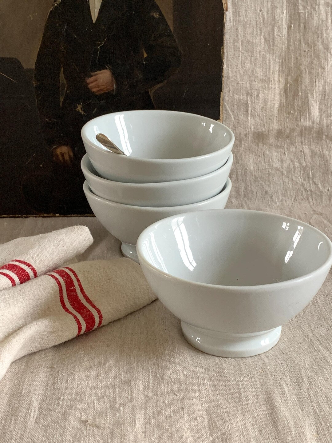 4 Vintage French Pillivuyt Cafe Au Lait Bowls White Latte Bowls White Kitchen