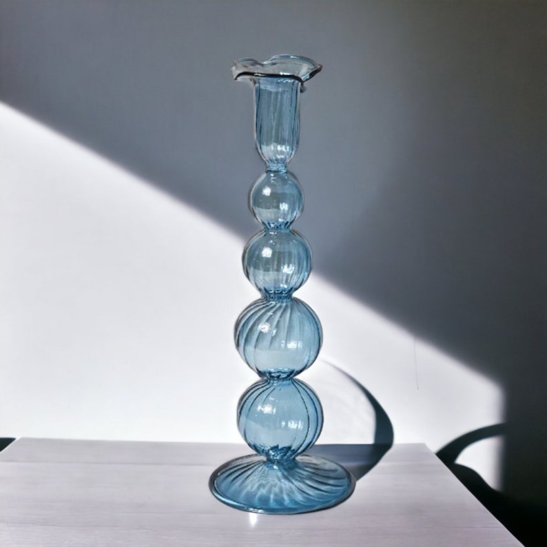 Artist Style Glass Candlestick Holder | Candle Holder | Table Home Decor | Glass Candlesticks | Glass Vase