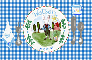 Bunny Gingham Placemat (personalized) - Premium  from Tricia Lowenfield Design 