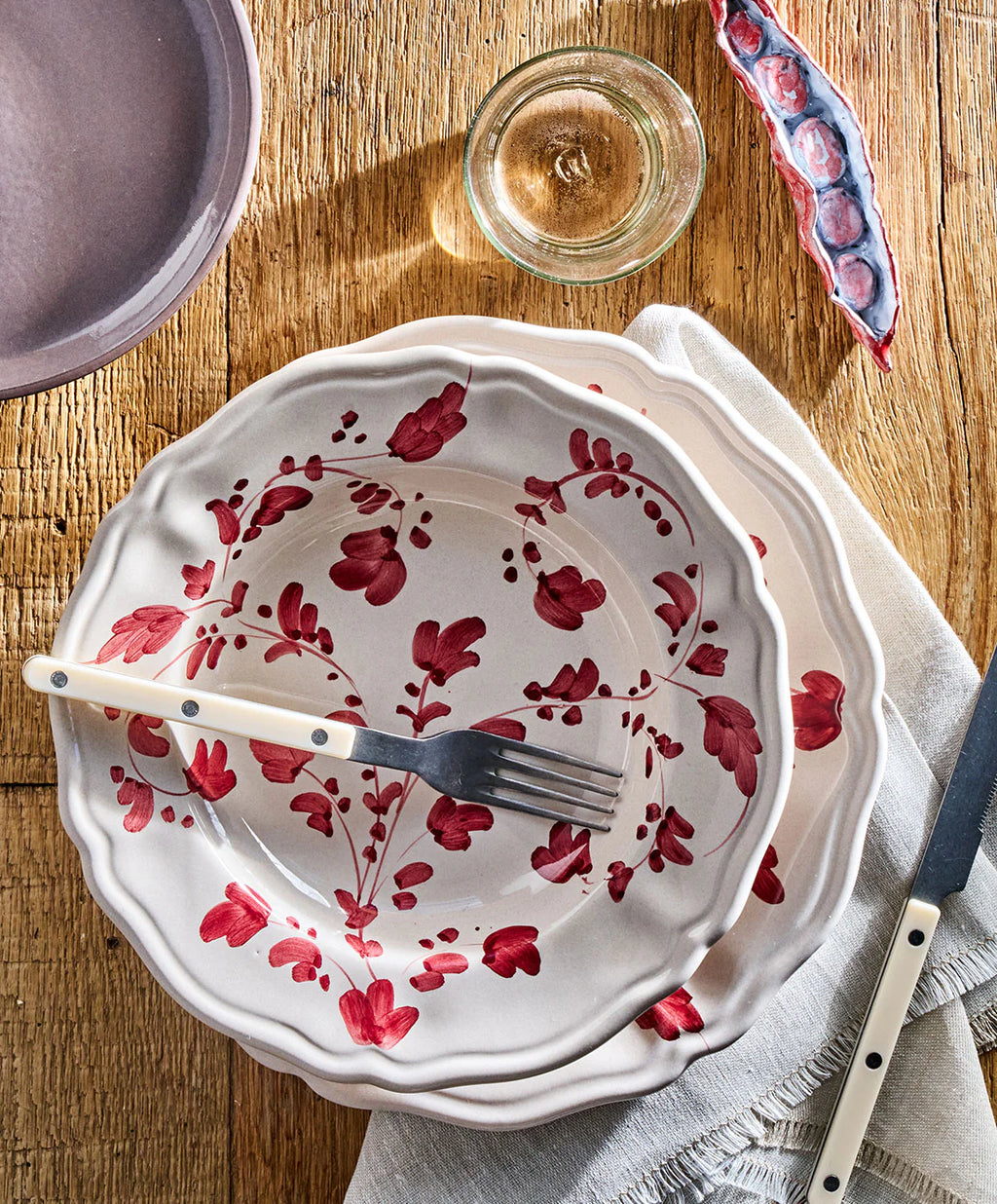 Flora Side Plate in Burgundy