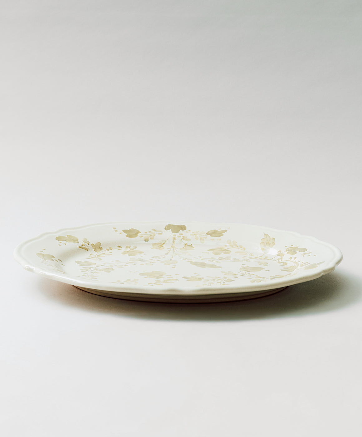 Flora Large Oval Platter in Ecru