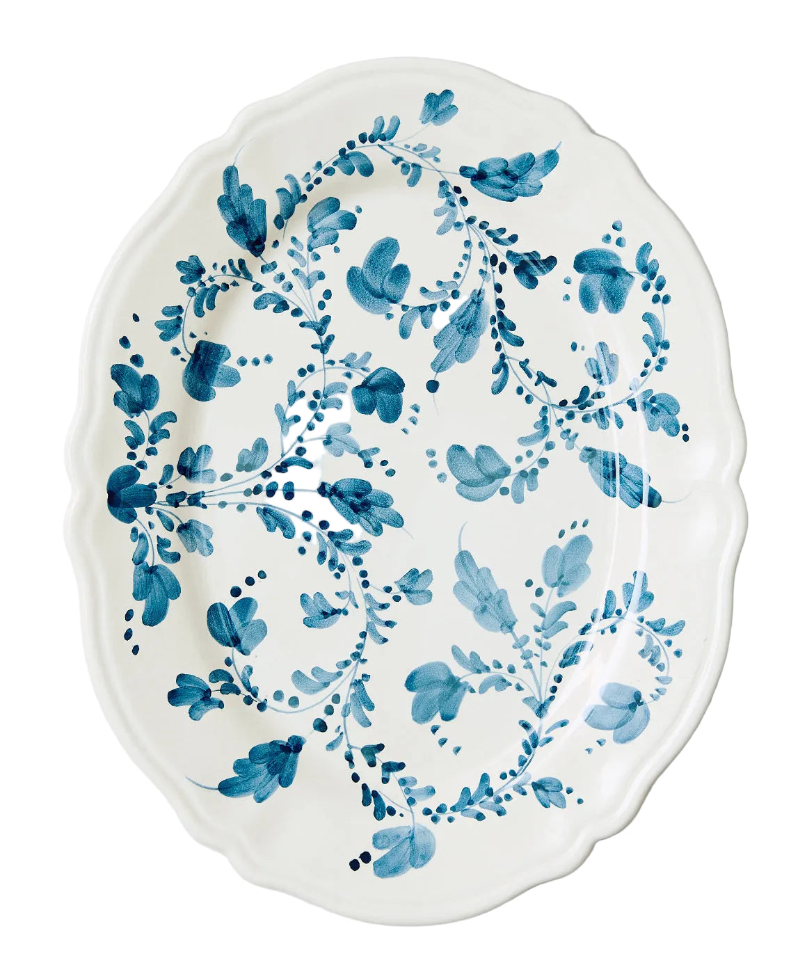 Flora Large Oval Platter in Blue