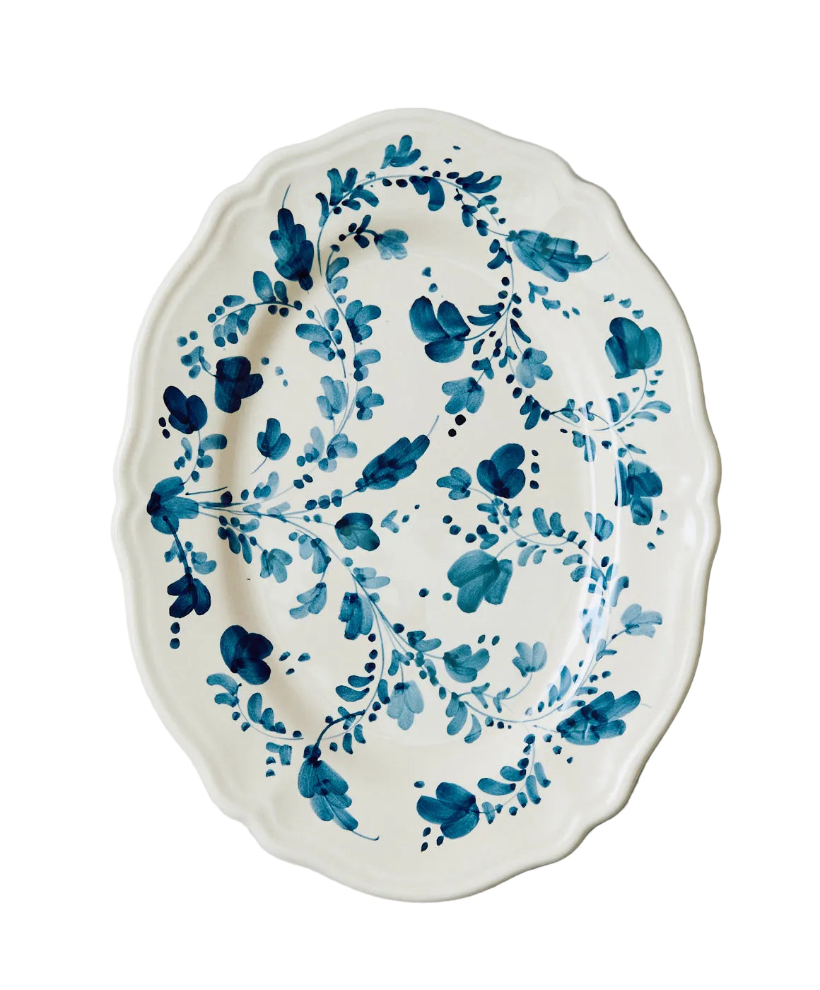 Flora Small Oval Platter in Blue