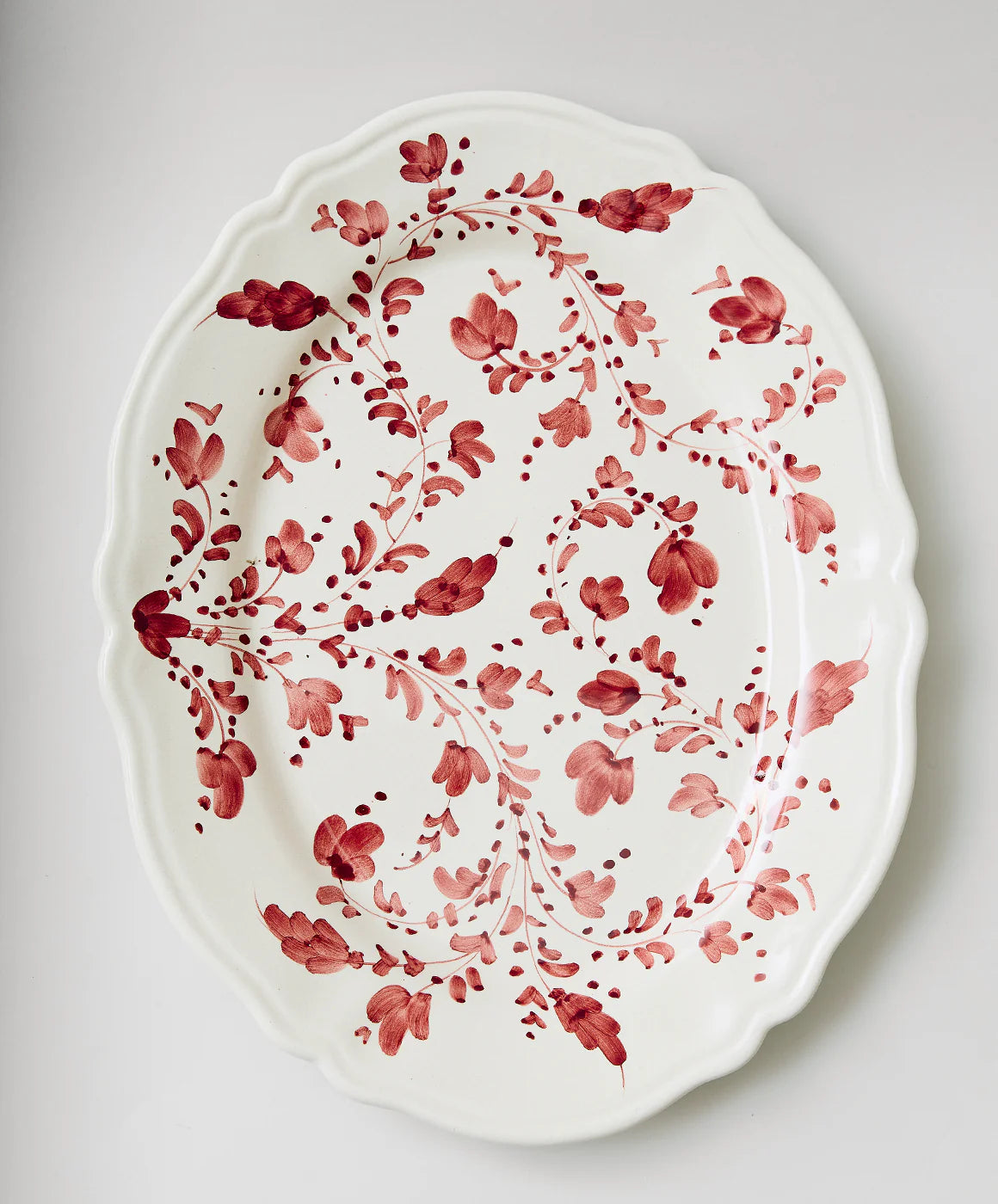 Flora Small Oval Platter in Burgundy