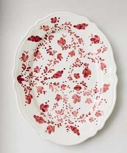 Flora Small Oval Platter in Burgundy