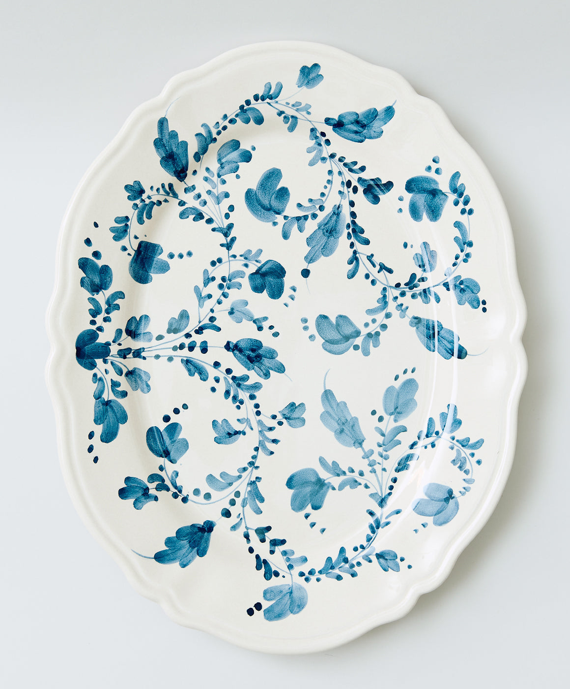 Flora Small Oval Platter in Blue
