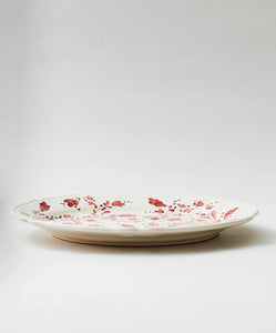 Flora Small Oval Platter in Burgundy