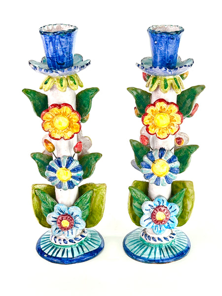 Garden Candlesticks Pair