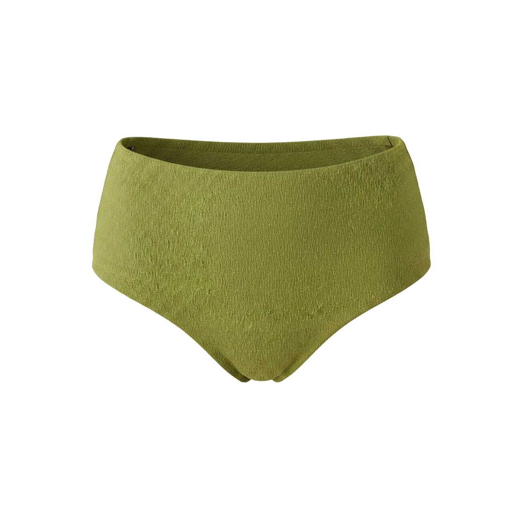 The High Waist Bikini Bottom in Shimmer Cactus