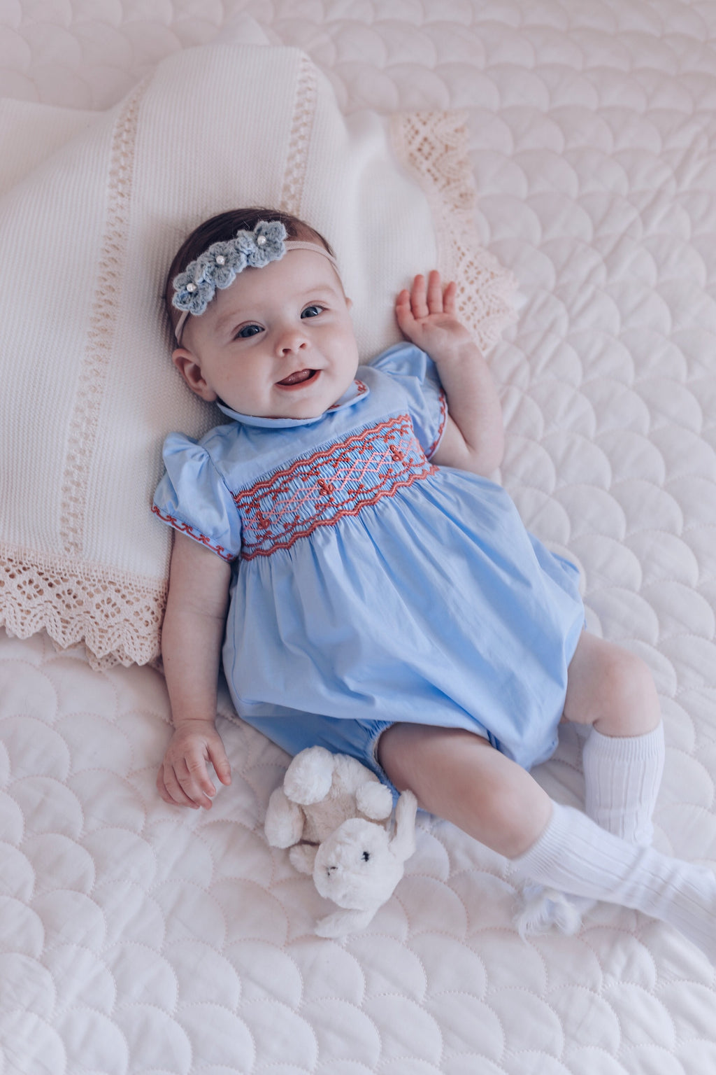 princess charlotte blue smocked dress Princess Charlotte Heirloom Blue Smocked Dress