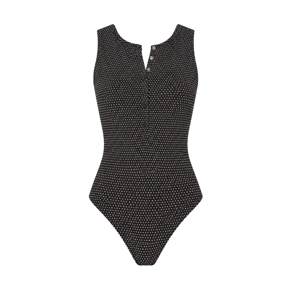 The Malibu One-Piece Polka Dot in Black Dot Classic
