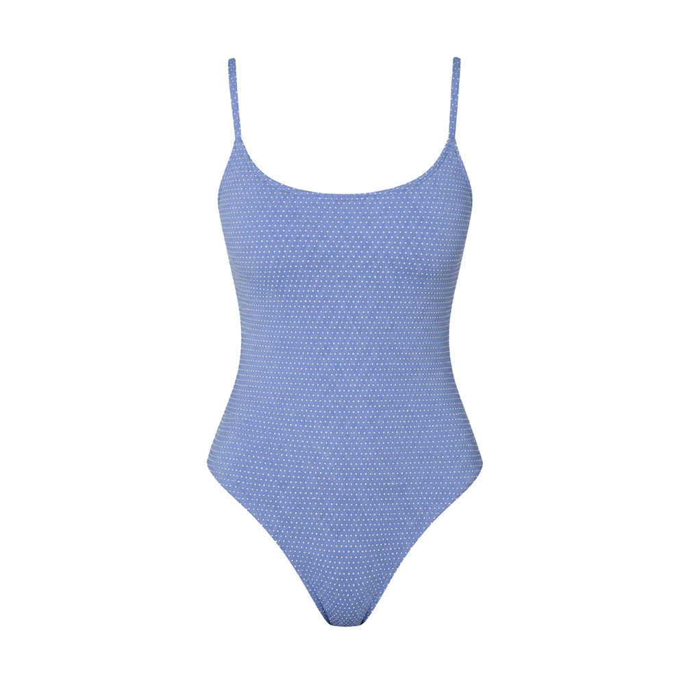 The Amalfi One-Piece Polka Dot in Wisteria Classic