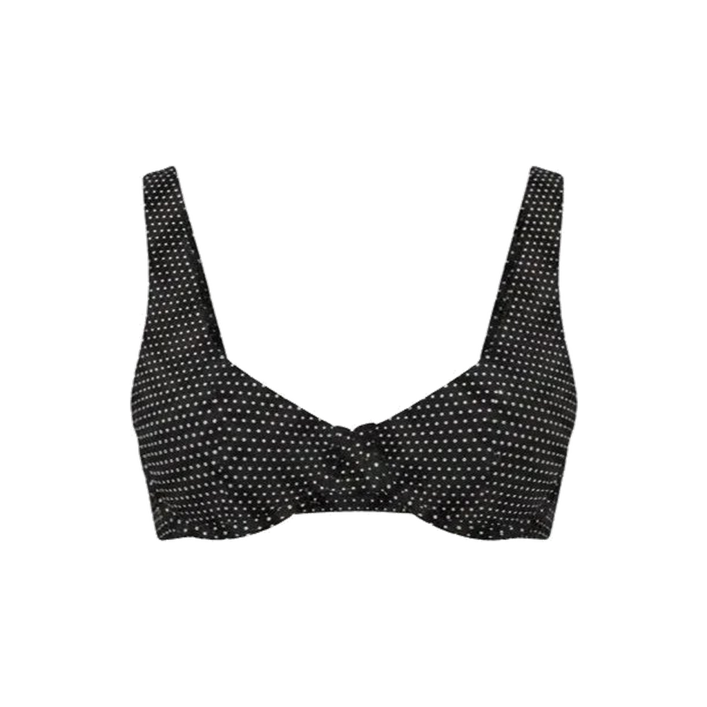 The Verda Bikini Top Polka Dot in Black Dot