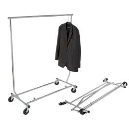 Chrome Collapsible Rolling Clothing Rack