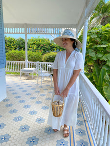 Wildflower Sun Hat in Antique Eyelet Scallop Lace Wide & Short Ribbon