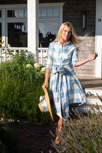 Collared Cocktail Dress in Large Blue Check