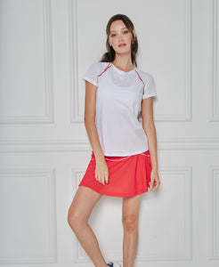 Performance Short Sleeve Tee in White with Red Trim