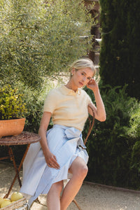 Knee-Length Skirt in Seaside Stripe
