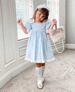 Charlotte Baby Blue Linen Dress - Petite Maison Kids