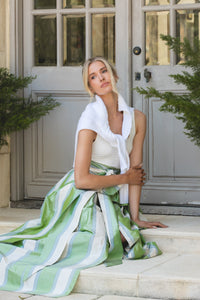 Socialite Skirt in Green Stripe