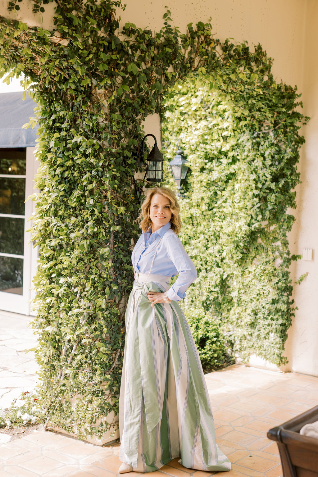 Socialite Skirt in Green Stripe