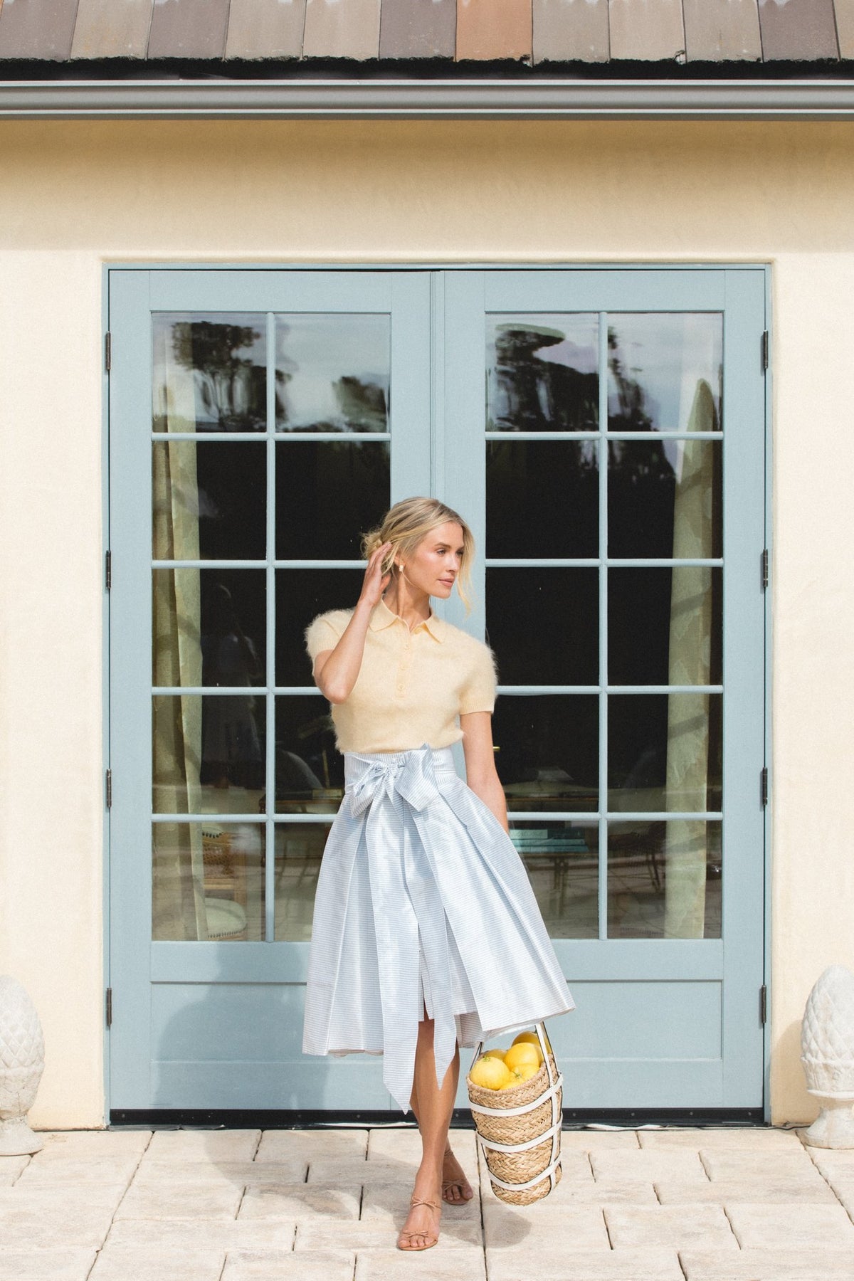 Knee-Length Skirt in Seaside Stripe