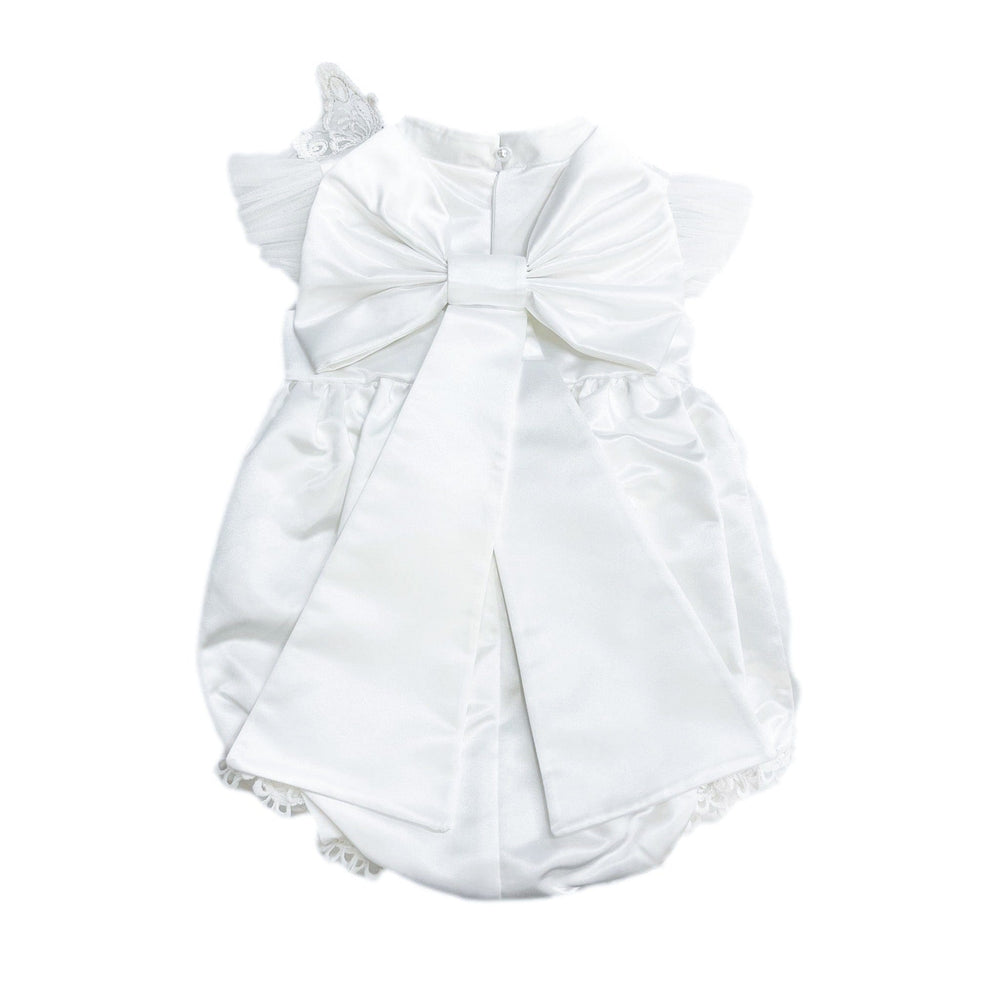 Butterfly White Satin Ceremony Romper - Petite Maison Kids
