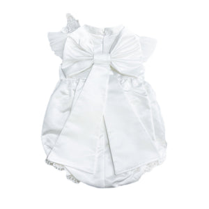 Butterfly White Satin Ceremony Romper - Petite Maison Kids