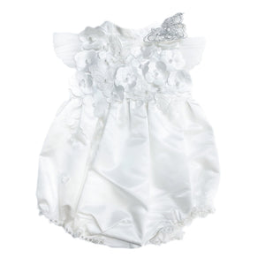 Butterfly White Satin Ceremony Romper - Petite Maison Kids