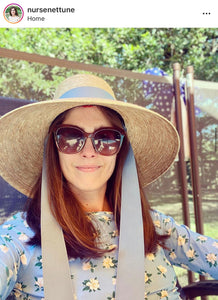 Wildflower Sun Hat in Antique Eyelet Scallop Lace Wide & Short Ribbon