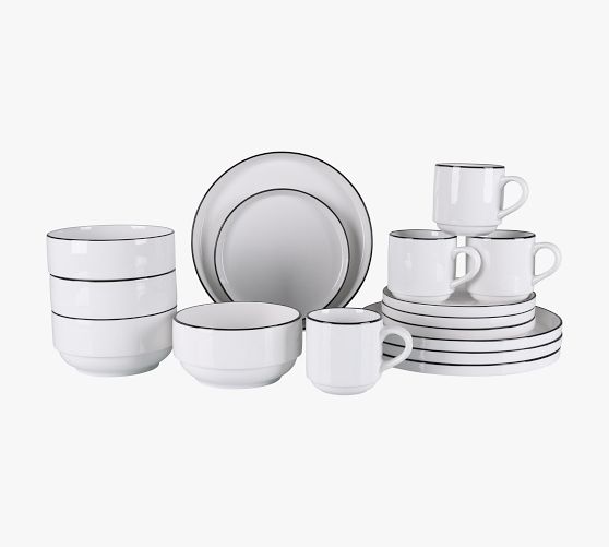 Bistro Porcelain Stackable Dinnerware Set - 16 pc