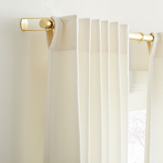 Cotton Velvet Blackout Curtain, Alabaster, 48Wx96L