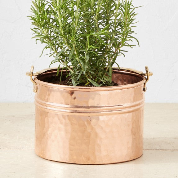 Copper Round Ribbed Planter