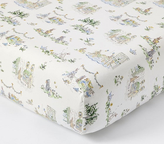 Riley Sheehey Blue English Garden Organic Cotton Crib Fitted Sheet Blue