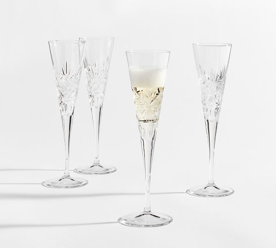 Antique Cut Champagne Flutes: Set of 4