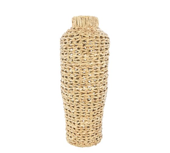 Cecily Water Hyacinth and Rattan Open Woven Vases