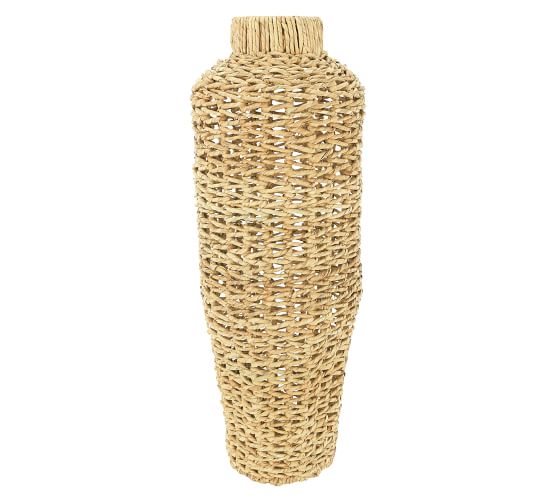 Cecily Water Hyacinth and Rattan Open Woven Vases