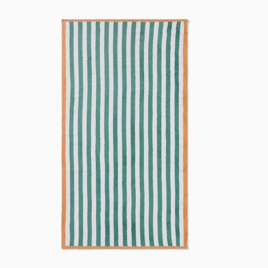 Biarritz Woven Stripe Beach Towel- peacock