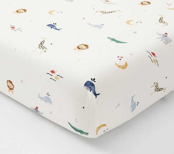 Animal ABC Organic Crib Fitted Sheet